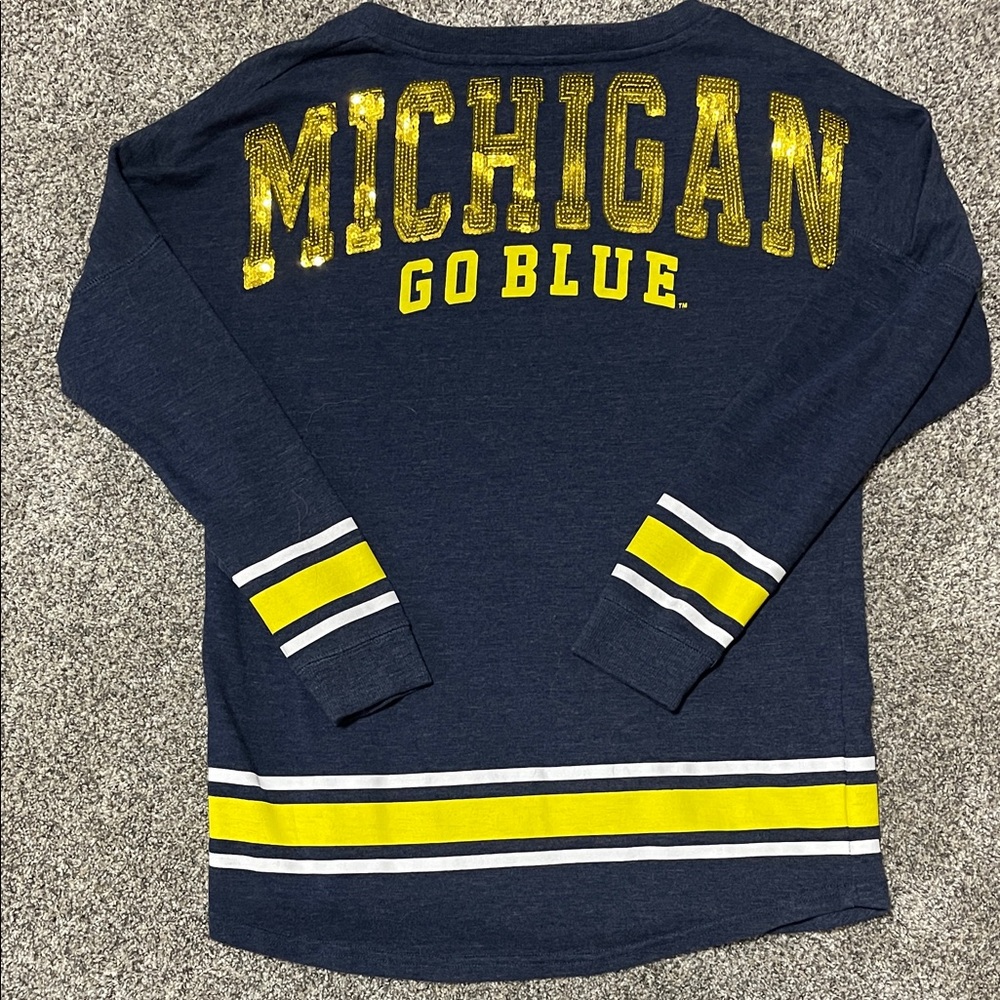 Michigan Go Blue Kids Long Sleeve Shirt - Navy and Yellow